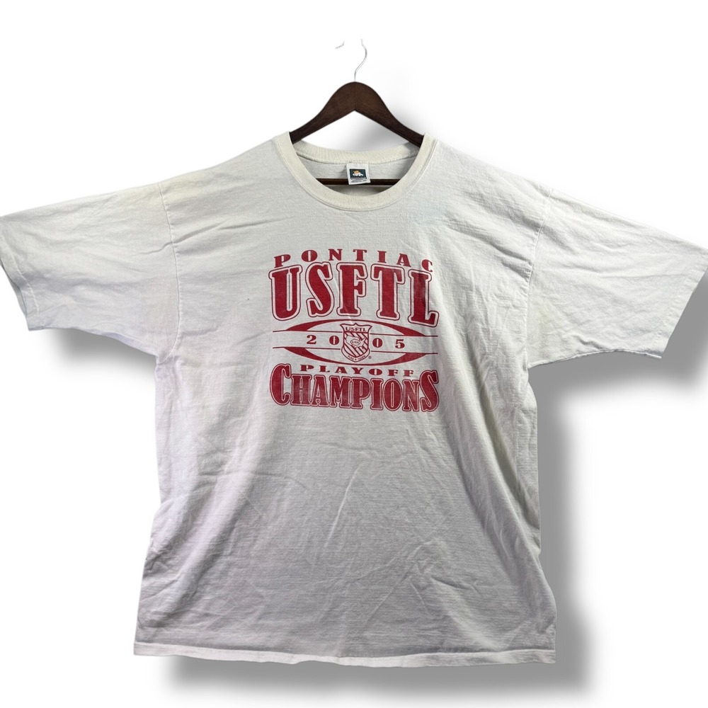 Vintage 2005 USFTL Pontiac Champions T-Shirt Mens 2XL Ivory Cotton Deluxe